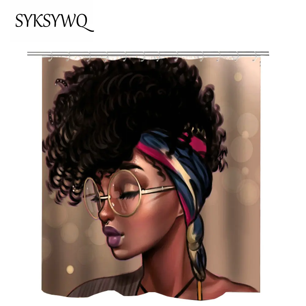 Black Girl Shower Curtain Afro African Curtain Shower Afro Bathroom