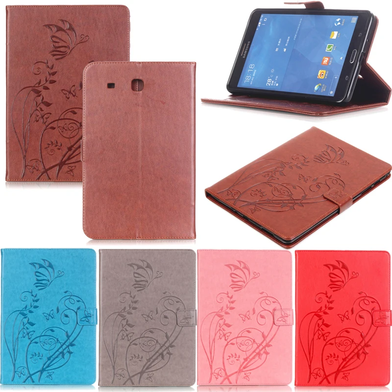 

Tablet T560 Funda For Samsung Galaxy Tab E 9.6" Fashion Butterfly Emboss Leather Flip Wallet Case Cover Coque Shell Skin Stand