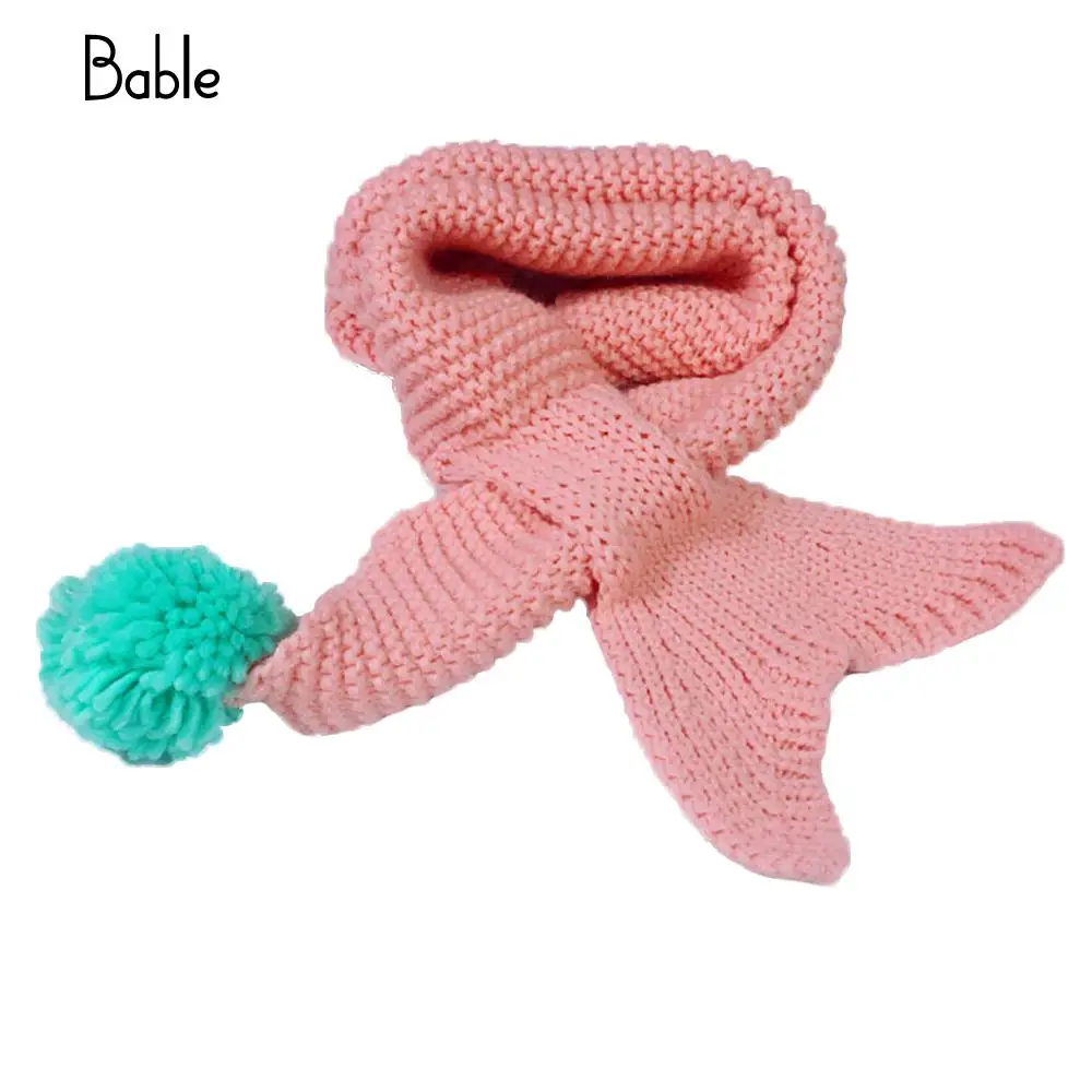 В виде хвоста вязаный шарф вырез Likable теплый шерстяной платок Детская шерсть вязание русалок зима девушки Gaif - Цвет: Skin pink