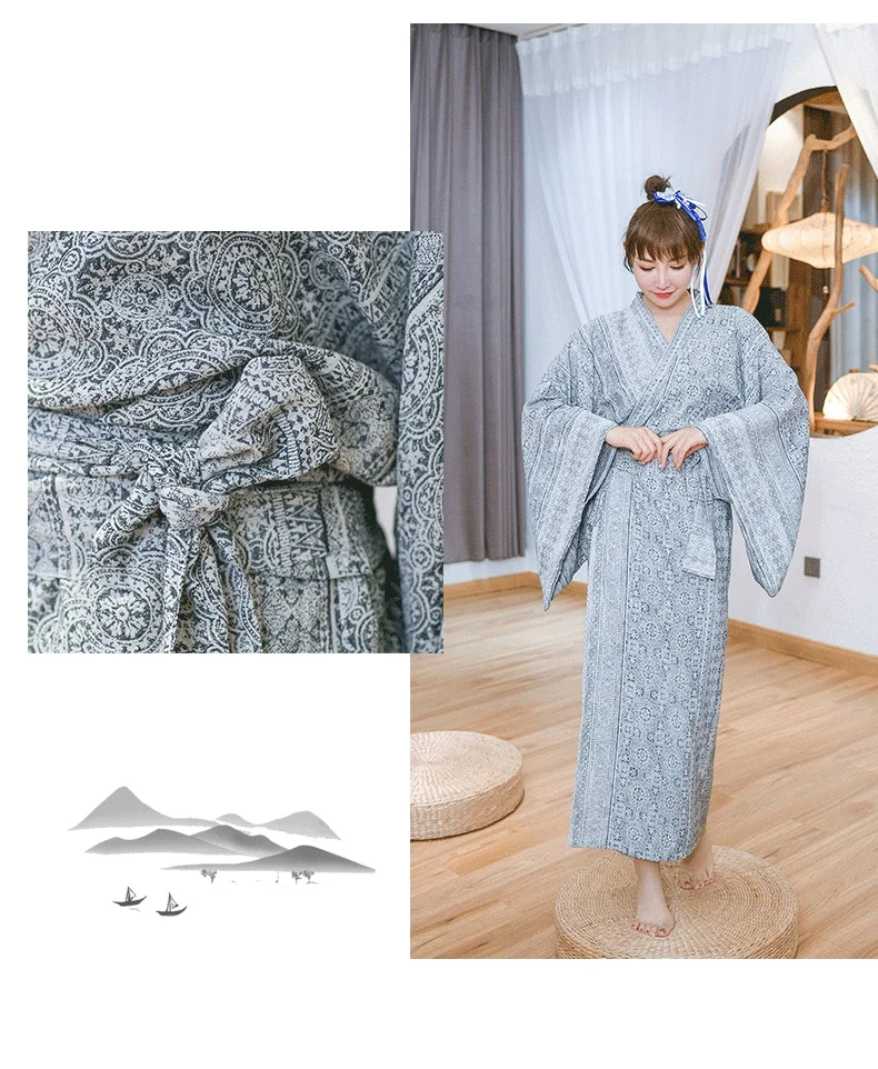Женское японское платье ретро традиционные костюмы кимоно с Obi Man свободный стиль купальный халат Yukata пижамы платье