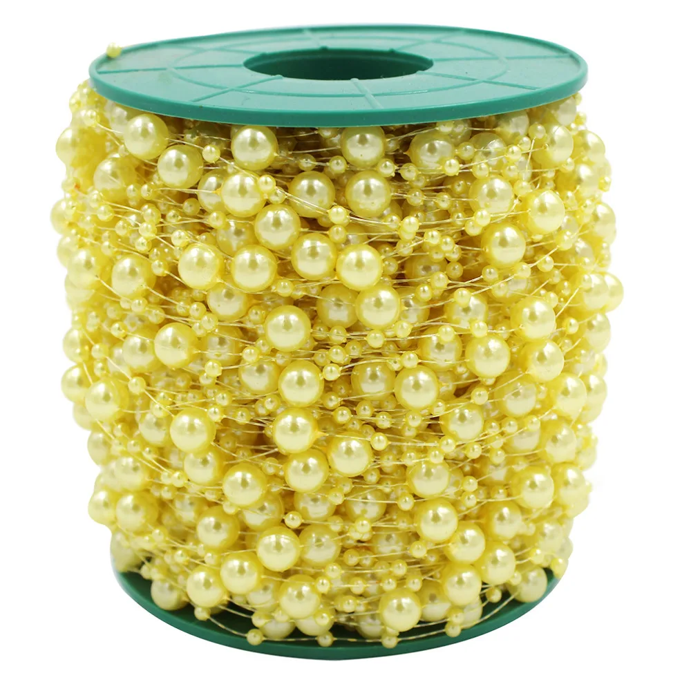 2Pcs 5 Meters Fishing Line Artificial Pearls Beads Chain Garland