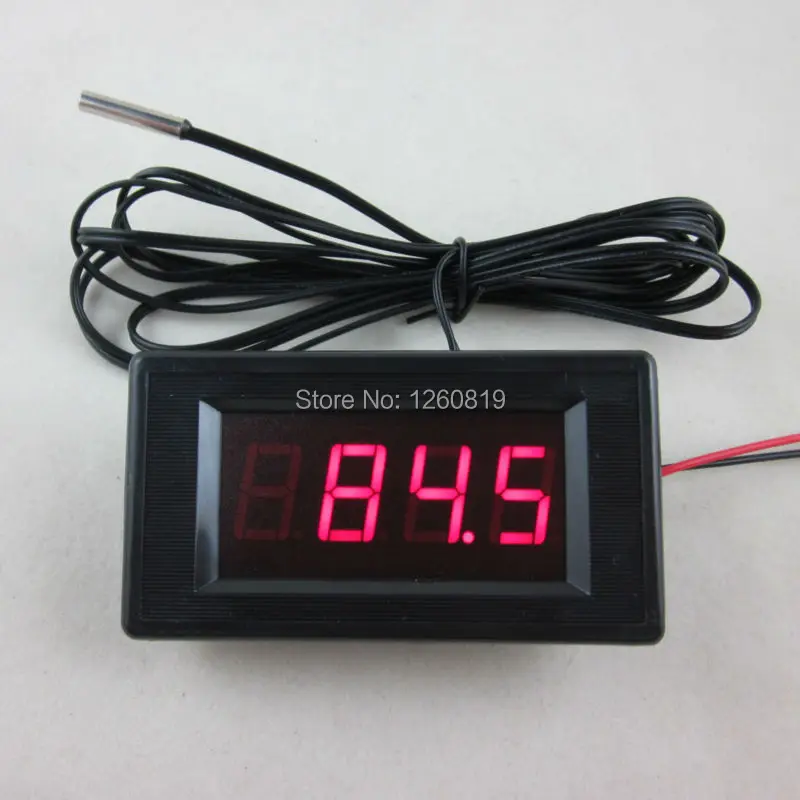 

DC 12V Red Fahrenheit Degree Digital Thermometer High Low Alarm -76~257F Degree with 2m Temperature Meter Stainless Probe Sensor