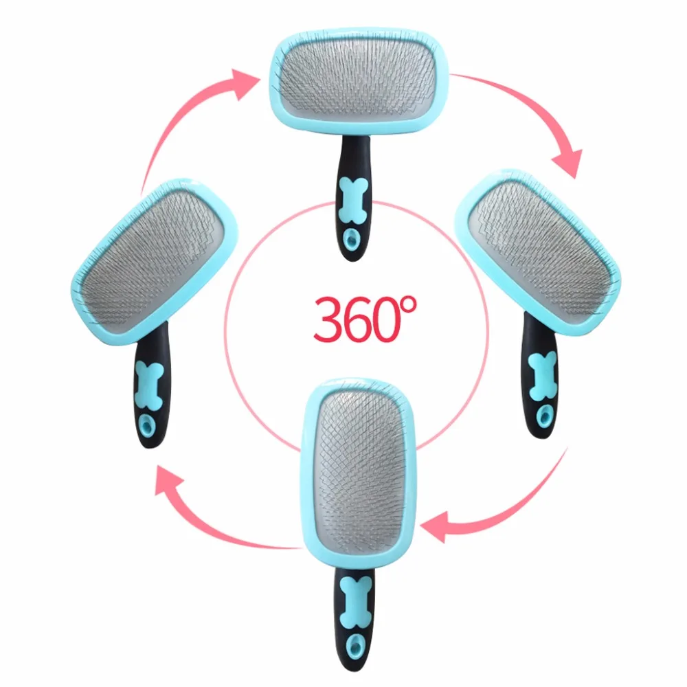 Новая Вращающаяся синяя/розовая ручка осыпающаяся щетка для волос из нержавеющей стали штырь для ухода за мехом триммер гребень инструмент для питомца собаки кошки S/L C42