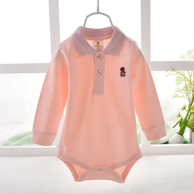 С длинными рукавами комбинезоны для мальчиков Одежда высшего качества 6-24month одежда для маленького мальчика модная рубашка для комбинезон для детей - Цвет: Розовый