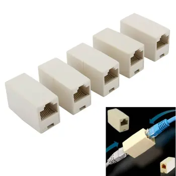 

5-Pack Newtwork Ethernet Lan Cable Female to Female RJ45 Coupler Straight Modular Inline Connector CAT 5 5E Cat5E Extender Plug