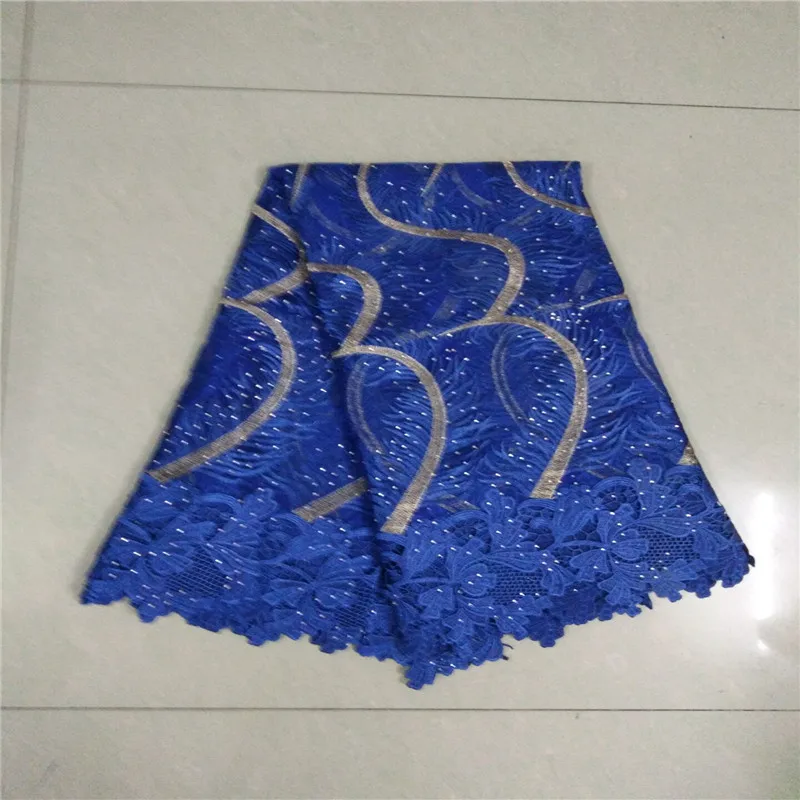 

African French Lace Fabric with stones High Quality African Tulle Lace Fabric with stones 5yards royalblue lace fabric KC5-53