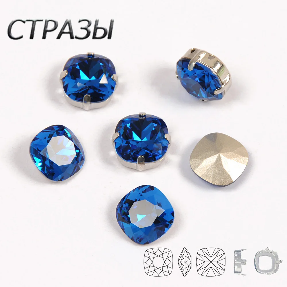 4470 Подушка SW 243 голубые стразы кабошон Искусственный драгоценный камень с