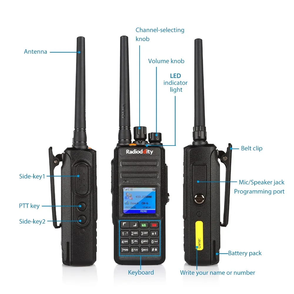 Рация Radioddity с 2 антеннами рация UHF 400 470 МГц 10 Вт цифровой/аналоговый радиоприемник