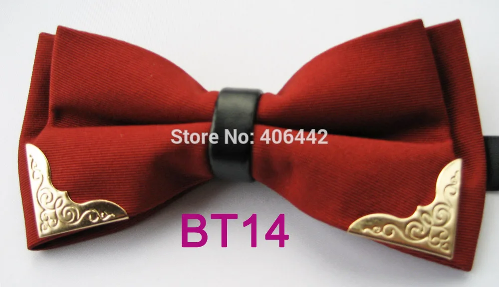 

YIBEI Coachella Ties 2016 New Arrival Maroon Bowtie Double Layer Solid Color Butterflys Sheetmetal Adjustable Bow Ties Pre-Tied