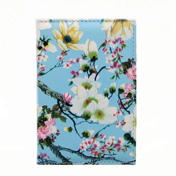 

Women's Passport Covers with Warm Colorful Flowers Branches PU Leather Passport Wallet Organiser with ID Card Holder for girls