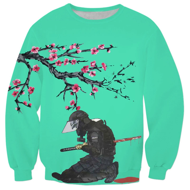 

New Anime Japanese samurai Streetwear fashion Men Women Sweatshirts Long sleeve Outerwear Death 3d Print Crewneck Pullover tops