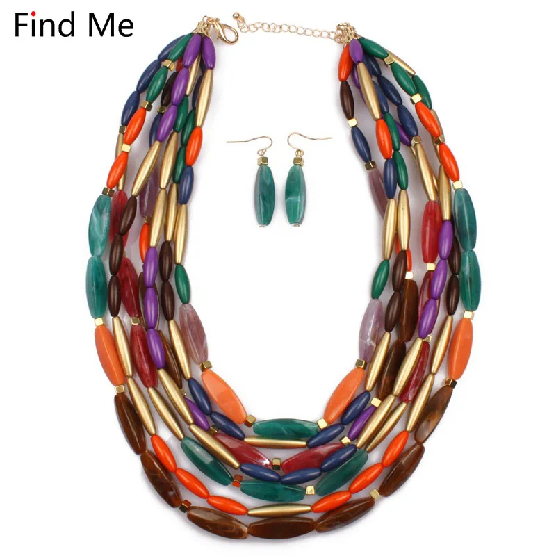 

Find Me 2019 new brand Fashion big beads collar Choker Necklace Pendants Boho multilayer Maxi statement Necklace Women Jewelry