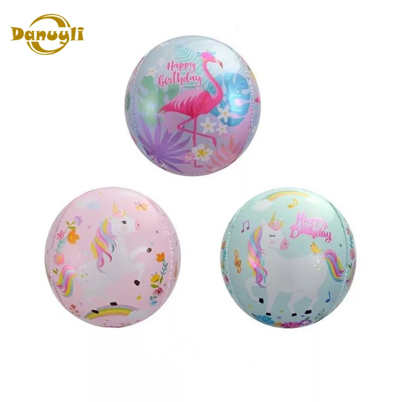 

1pc 22 inch 4D soccer 4D Unicorn Balloon Flamingo Mylar Balloon Unicorn Party Kids Toys Birthday Baby shower Summer Party Decor