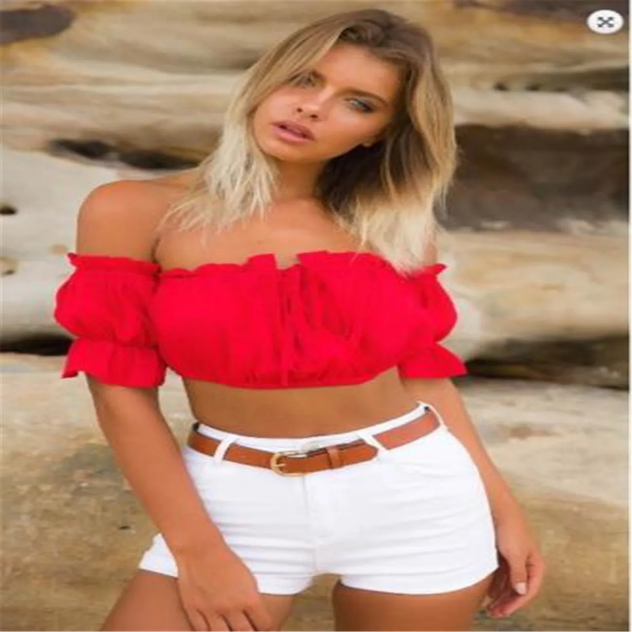 Summer New Style Fashion STOCK Women's Ladies Off Shoulder Crop Top Solid Sleeveless Vest Short Tank