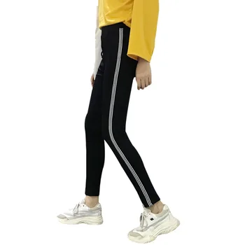 

Sweatpant Pants women Side Stripes Elastic High Waist Casual Pencil Pant Ulzzang harajuku Full trousers calca feminina pantalon