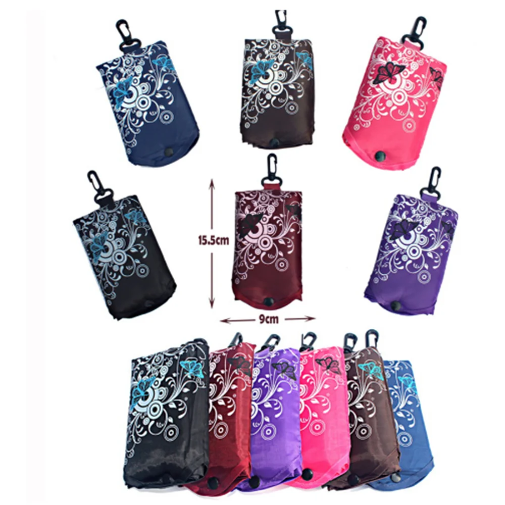 Foldable Shopping Bag Butterfly Flower Oxford Fabric Shoulder Bag Portable Eco-Friendly Grocery Bags Reusable Totefor Ladies