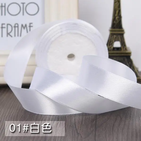 (25 yards/roll) 1'' 25mm Beige whtie Silk Satin Ribbon Wedding Party Decoration Gift Wrapping Christmas Sewing Fabric Hand DIY