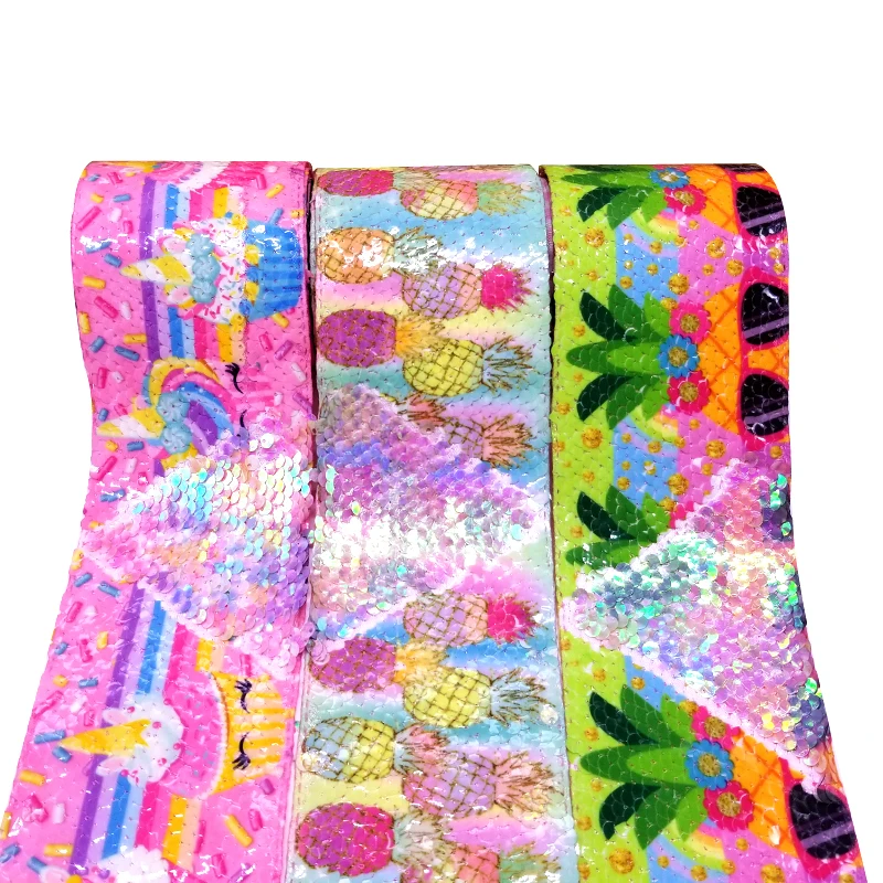 

Free shipping Printing reversible sequin Ribbon 25844