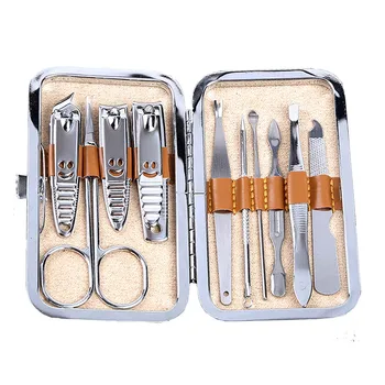 

10 PCS Pedicure Manicure Set Nail Clippers Cleaner Cuticle Grooming Kit Case