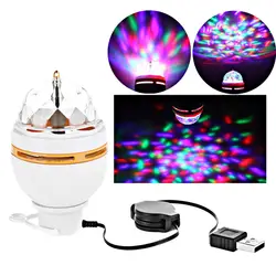 Мини RGB 3 Вт LED MP3 DJ Club Паб Дискотека Музыка кристалл Magic Ball Стадия Световой эффект Авто Вращающийся Лампы С USB интерфейс