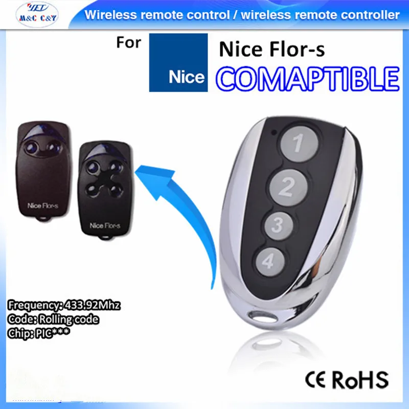 DHL Бесплатная Доставка! 50 шт. пульта ДУ Nice Flor De Lis s FLO2R S 2 х канальный брелок 433 92 МГц