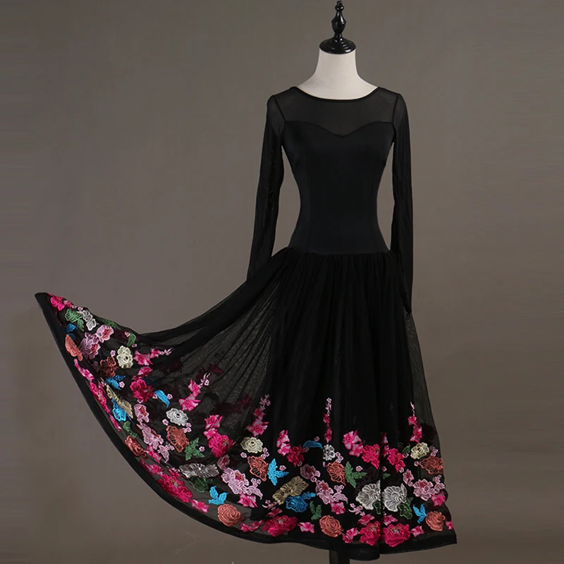 

long ballroom dresses for dance competition long dance dress luminous costumes Spanish dress tango dance costumes dance wear