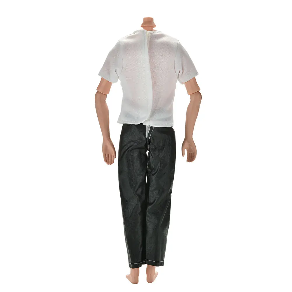 

Handmade Leisure Black Pants White T Shirt for s 11" Ken Doll Gift for kids Hot Sale 2Pcs/Set