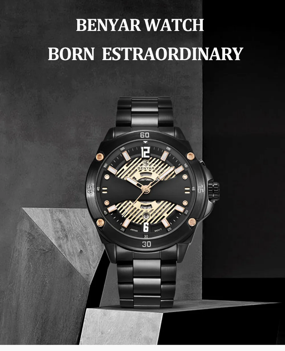 BENYAR мужские часы Лидирующий бренд Роскошные мужские часы водонепроницаемые наручные часы с датой кварцевые часы деловые мужские часы reloj hombre