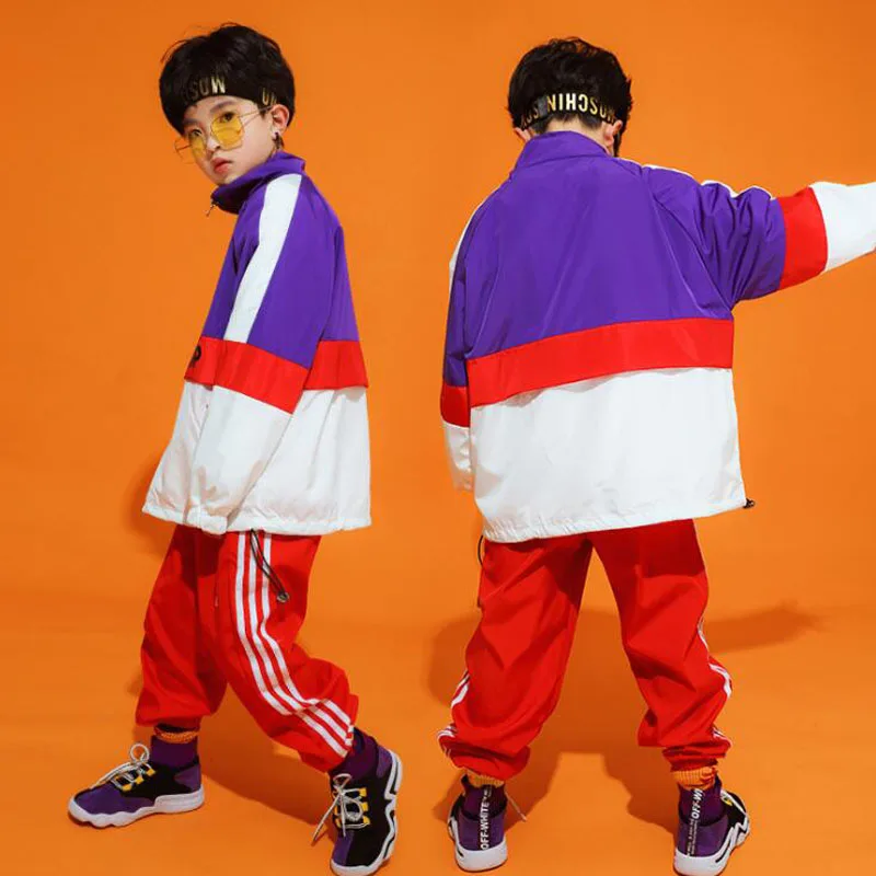 

Kids Jazz Dancing Costumes Girls Boys performance Ballroom Hip Hop Dance Clothes Jacket Tops Jogger Pants Children dance outfits