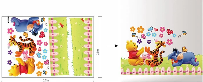 3D детский медведь мультфильм Винни Пух Тигра Животные наклейки на стену для детей Детская комната классный Декор наклейки подарки плакат - Цвет: 15