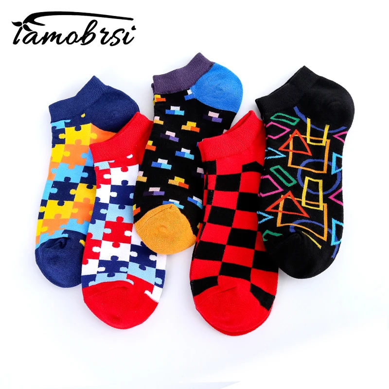 

Puzzle Funny Invisible Summer Boat Low Socks Short Half Creative Crazy Socks Women Men Socks Cotton Happy Casual Socks Famale