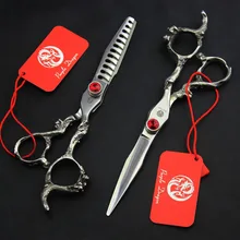 618#6 ''бренд фиолетовый дракон высшего класса Парикмахерские ножницы JP 440C персонализированные ножницы для резки Thinning ножницы для волос