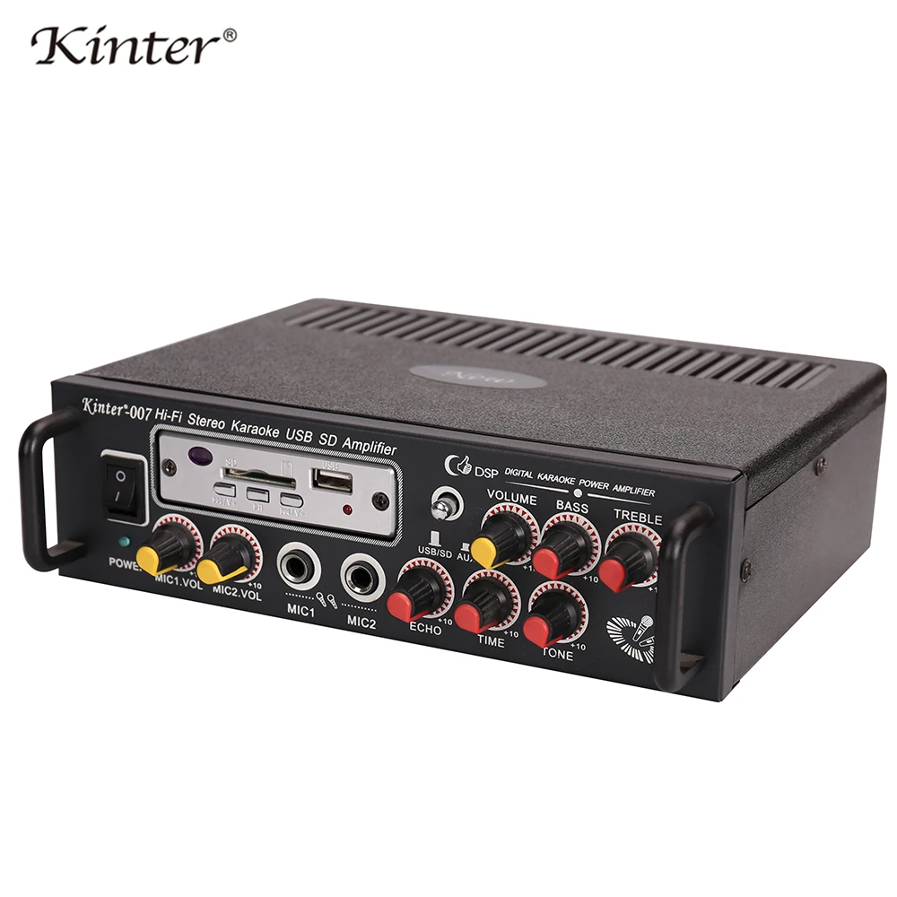 Kinter-007 Audio amplifier hi-fi stereo sound with USB SD MIC input bass treble ECHO TONE control supply power 220V in home Kinter-007 Audio amplifier hi-fi stereo sound with USB SD MIC input bass treble ECHO TONE control supply power 220V in home