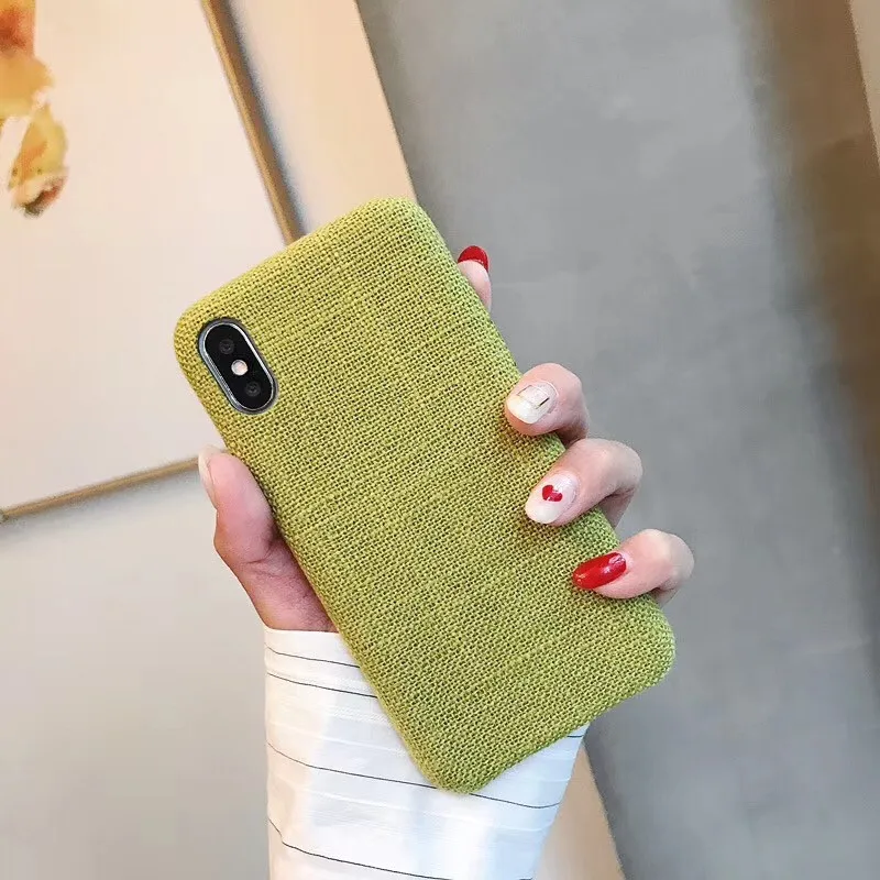 LUDI Vinatge Canvas Cloth Phone Case for iPhone 7 Cases Soft Fabric Texture Solid Color Fundas Capas for iPhone X 6 6S 7 8 Plus 06