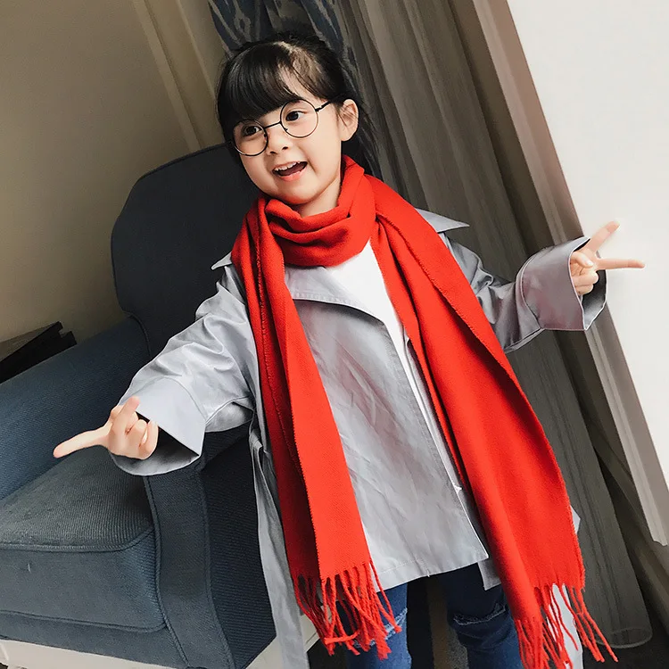 Модный детский шарф 190*34 см хлопок Бандана Хиджаб зимнее одеяло милый детский шерстяной шаль из пашмины Обертывания шарфы - Цвет: 3