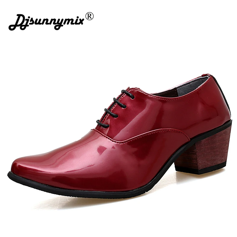 DJSUNNYMIX Brands 6cm high heel men's leather shoes gents fashion ...