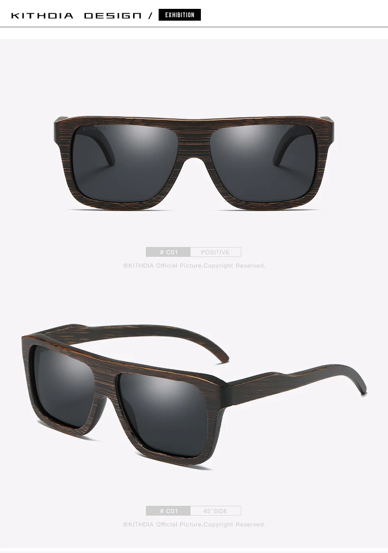 KITHDIA поляризационные бамбуковые солнцезащитные очки, мужские деревянные солнцезащитные очки, брендовые дизайнерские зеркальные солнцезащитные очки Oculos de sol masculino