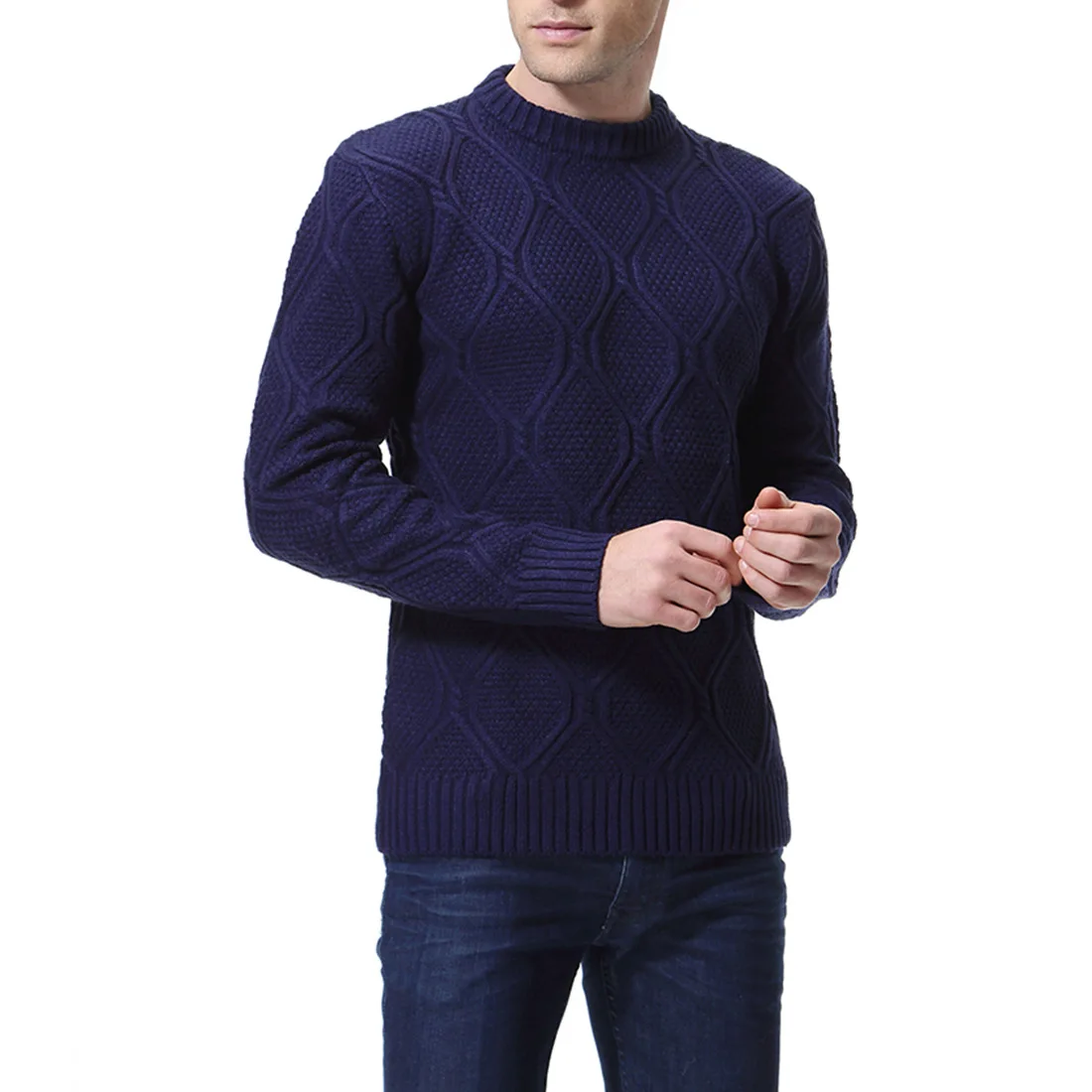 Осенний и зимний мужской Однотонный свитер нижняя рубашка Tide мужская с круглым вырезом тонкий вязаный свитер Y260