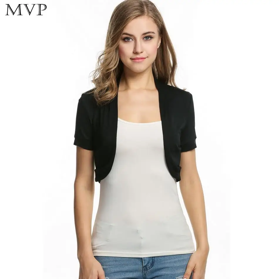 summer tops for women 2018 Bolero Pleated Sides Cardigan Womens Jacket Crop Top Knitted Tops