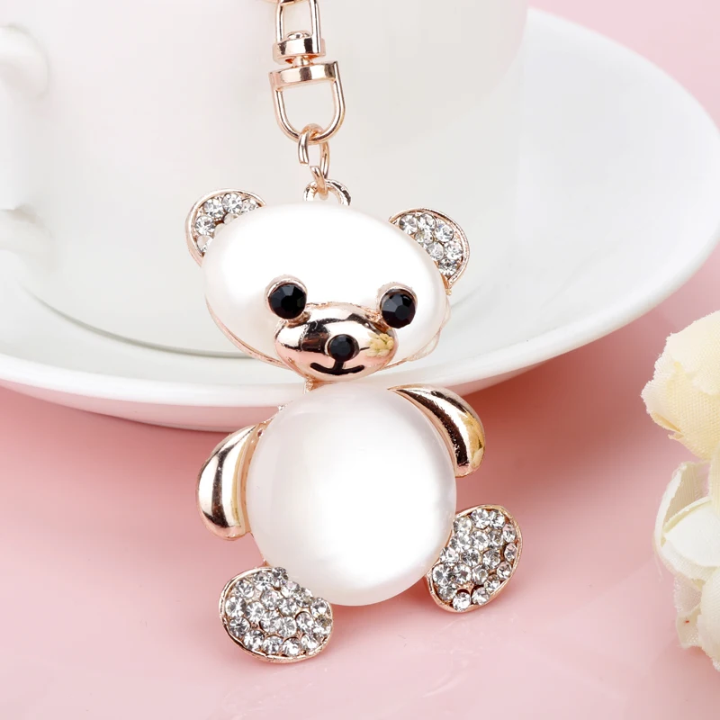 dongsheng Fashion Crystal Cute Bear Key Chain Keyring Car Bag Keychain