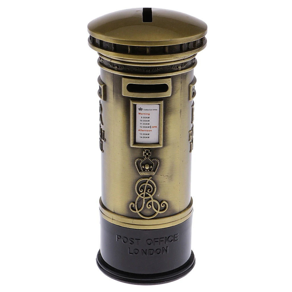 Retro Bronze Britain London Street Mailbox Piggy Bank Postbox Money Box 15cm Height