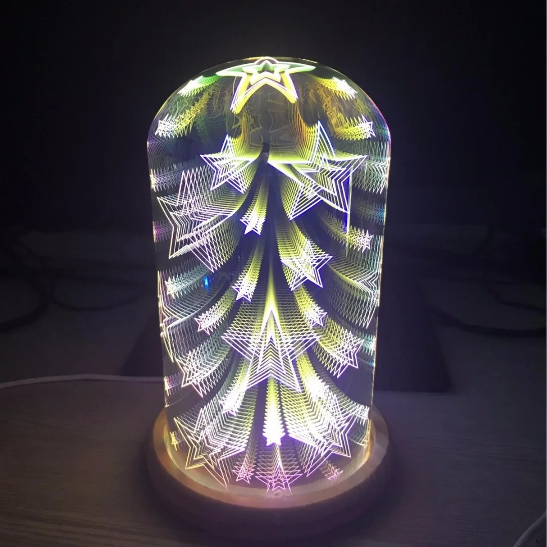 1pc 3D USB Glass Starburst Colorful LED Table Lamp Accent Bedside Night Light Decor 2019 Newest