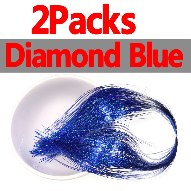 Bimoo 2 упаковки 0,35 мм Flashabou Голографическая мишура Flash Minniw Щука соленой воды Steelhead Стример Летать связывая Материал серебряный золотой - Цвет: Diamond Blue 2Packs