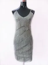 Stunning Stage Dance Costume 1920s Great Gatsby Style Sequin Tassel V-Neck Cocktail Latin Party DressFringed Flapper Dresses