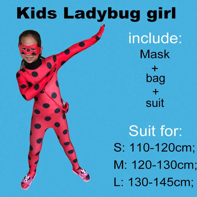 Fantasia Spandex Ladybug Costume For kid Adult Cosplay Halloween Christmas Bag Girl Children Lady Bug Jumpsuit costume For Women (1)
