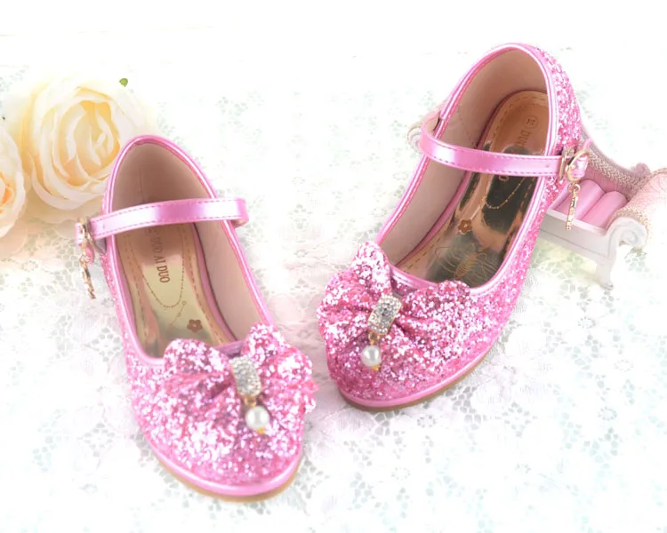 Весна Принцесса Glittler обувь для девочек детские свадебные босоножки для искусственная кожа бантом Детская вечеринка размер обуви 27-37