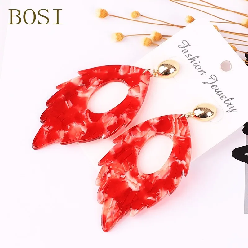 9 Акриловые серьги для женщин Boho ацетат Висячие висячие серьги модные большие зеленые Богемные аксессуары Геометрические Роскошные трендовые - Окраска металла: 9