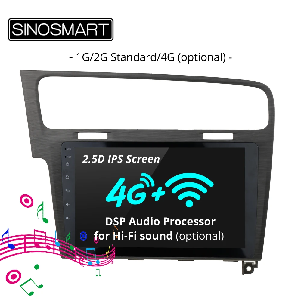 Cheap SINOSMART  2.5D IPS Screen Car GPS Navigation for Volkswagen Golf 7 2013-2018 1G/2G/4G Optional  Support OBD 2 Bluetooth 0