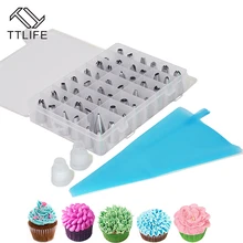

TTLIFE 51pcs/Set Dessert Decorators Icing Piping Cream Pastry Bag Stainless Steel Nozzle Set DIY Cake Decoration Silicone Mold