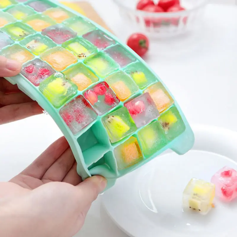

DIY Cute Ice Cube Tray Square Shape Silicone Ice Cube Mold Fruit Ice Cream Maker Bar Kitchen Accessories P
